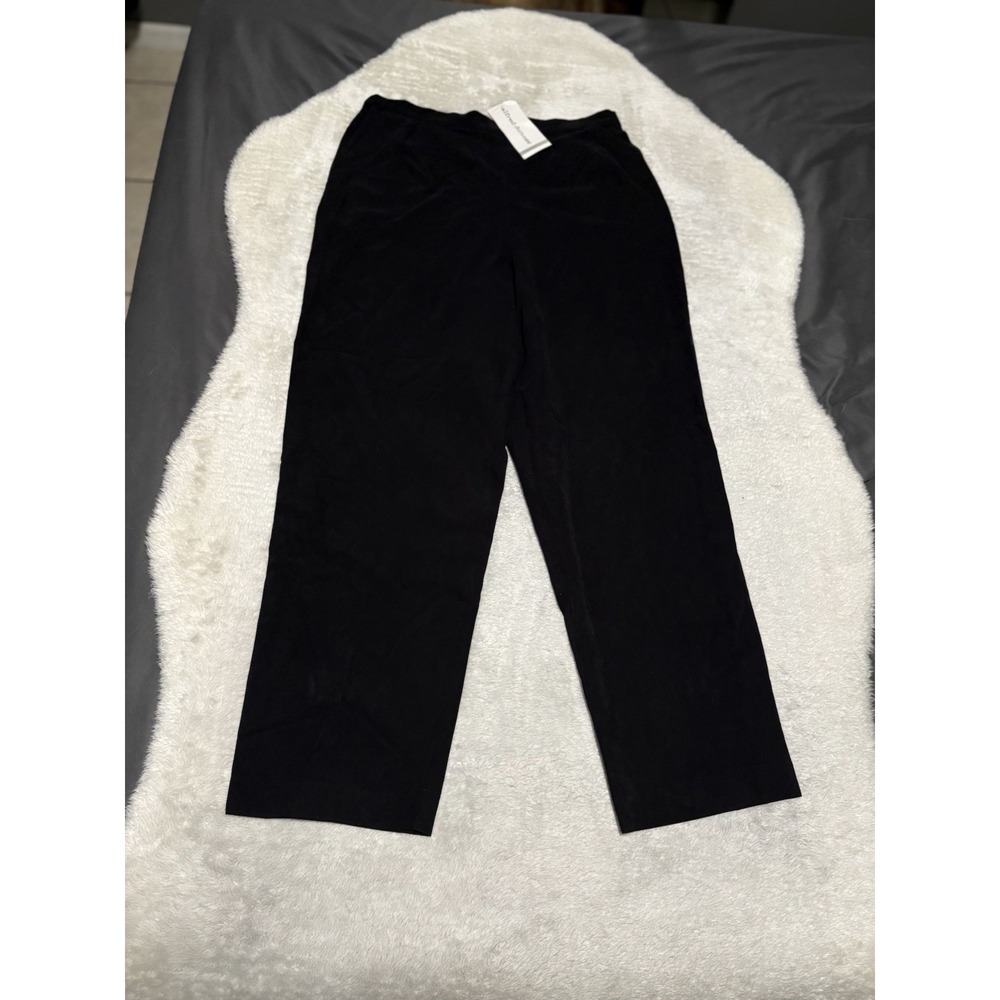 New Alfred Dunner Womens Black Suede High Waist‎ Pants Size 14 Straight